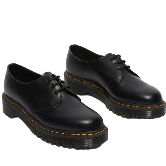 Dr. Martens BEX Womens Sz 8 Smooth Leather Black Oxford Clogs Platform Shoes - Picture 3 of 13
